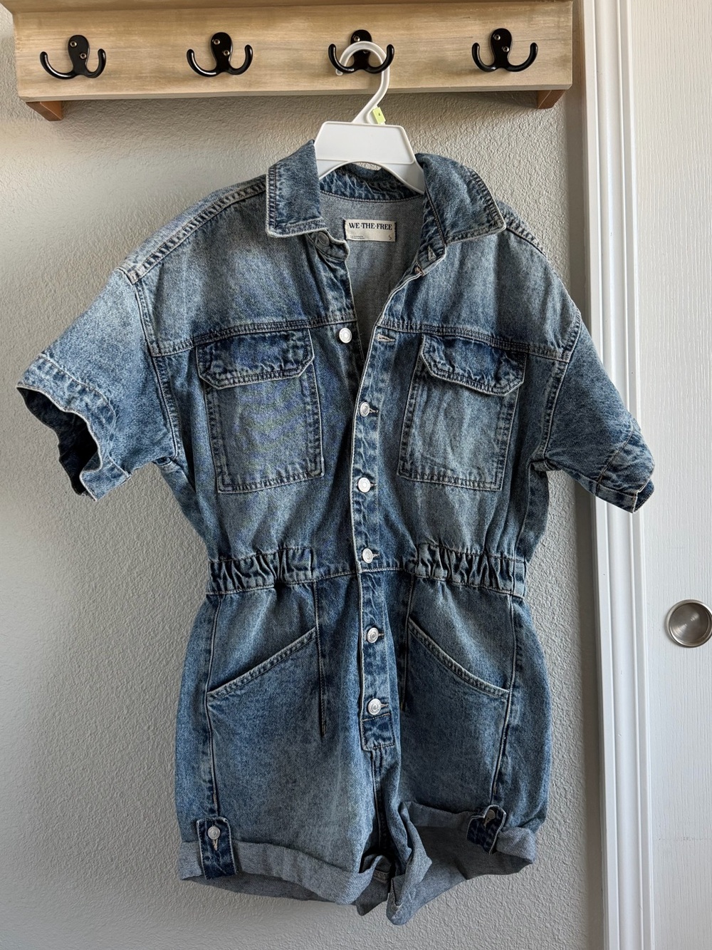 Free people Short Sleeve Denim Romper